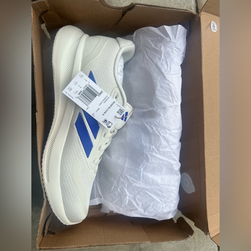 Adidas White and Blue Sneakers (Men’s)